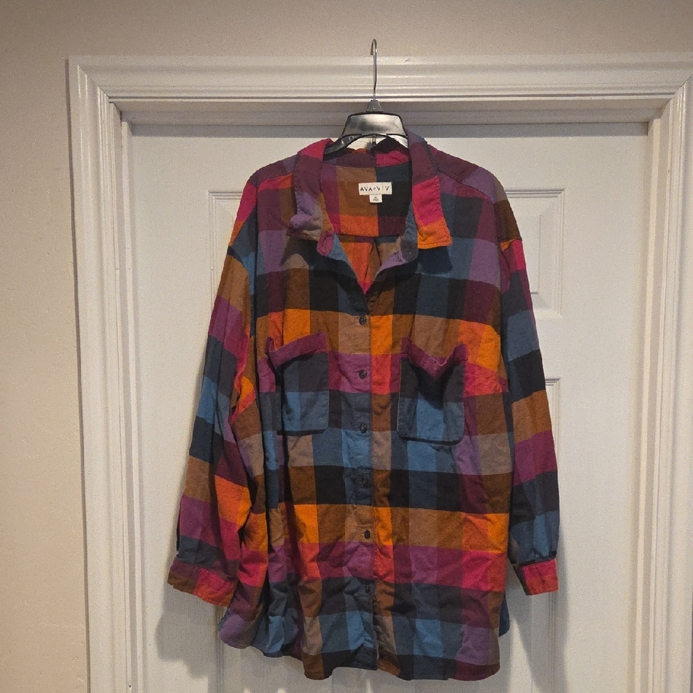 Ava & Viv Multicolor Plaid Shirt